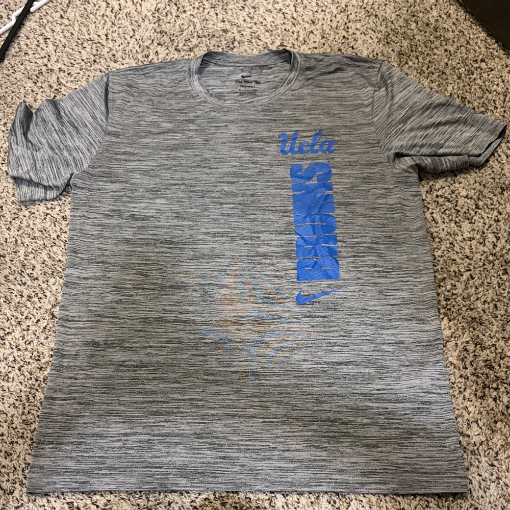 Nike Gray Performance Tee with Blue UCLA Vertical Graphic
